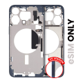 Mid-Frame Housing With Power And Volume Button Compatible For iPhone 15 Pro Max (US Version) (Used OEM Pull: Grade B) (Blue Titanium)